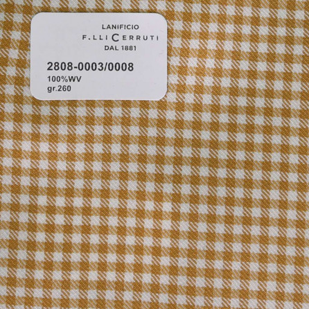 2808-0003/0008 Cerruti Lanificio - Vải Suit 100% Wool - Vàng Caro Trắng